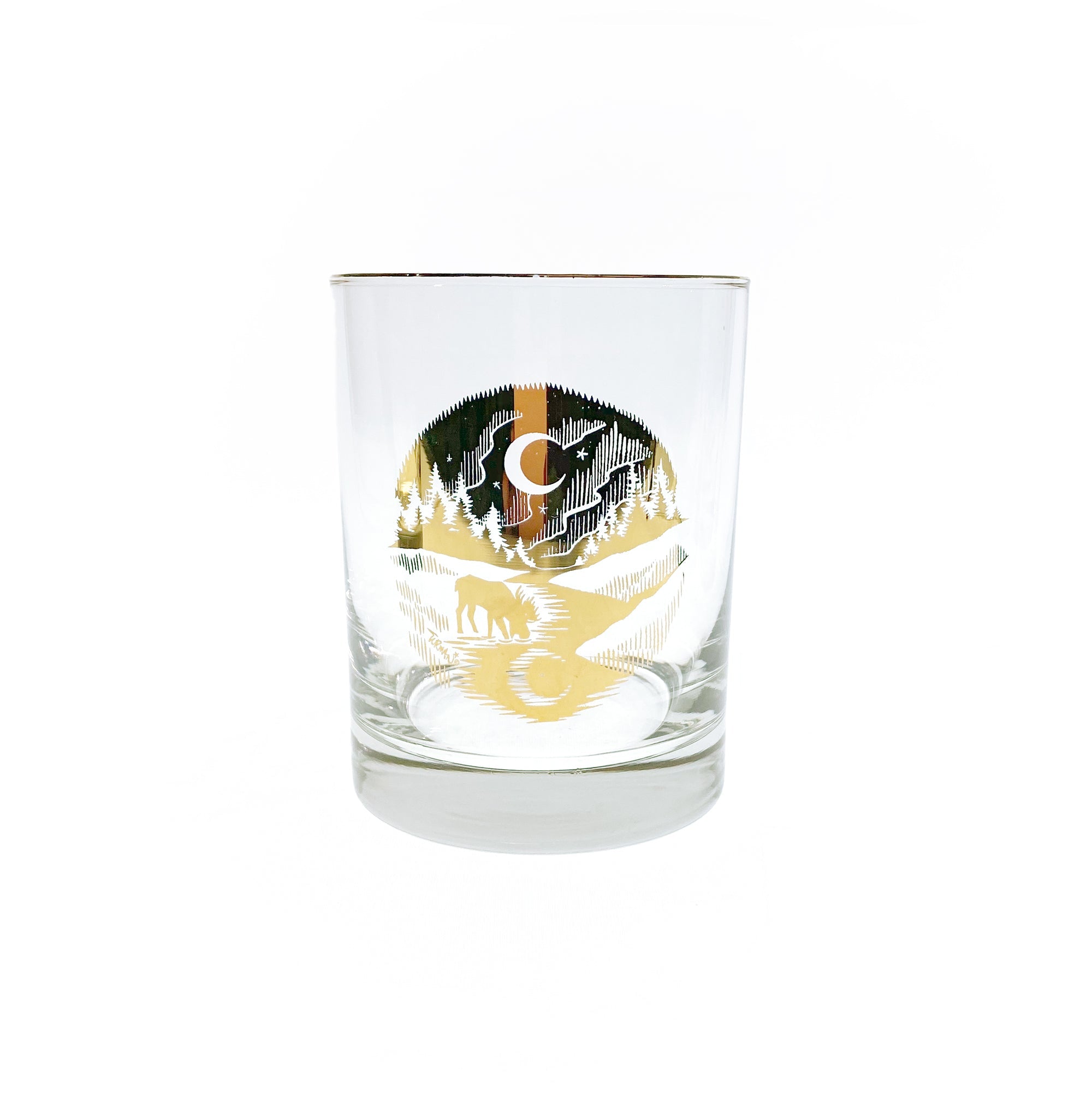 Outdoor Series Moon and Moon Whiskey Glass Gold Foil
