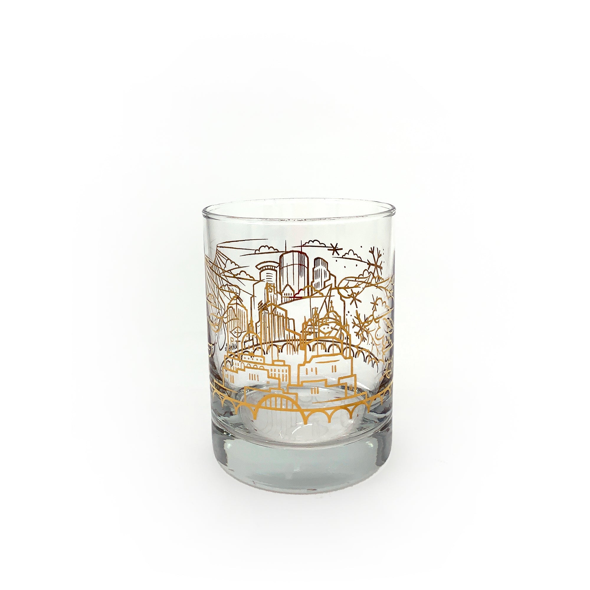 Skyline Gold Foil Whiskey Glass