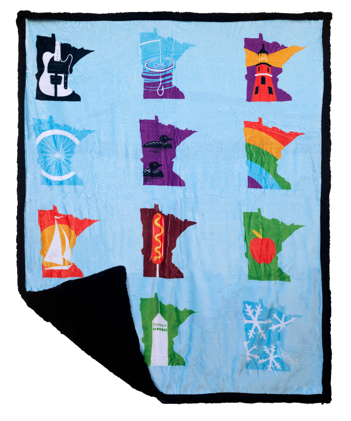Minnesota Months Light Blue Sherpa Blanket
