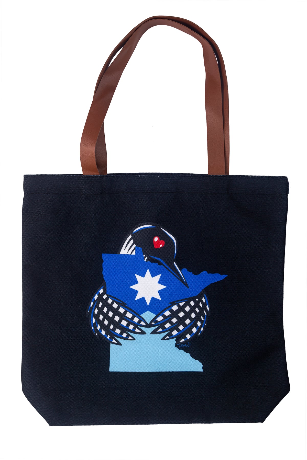 Minnesota LOVE Black Tote Bag 16" x 14"