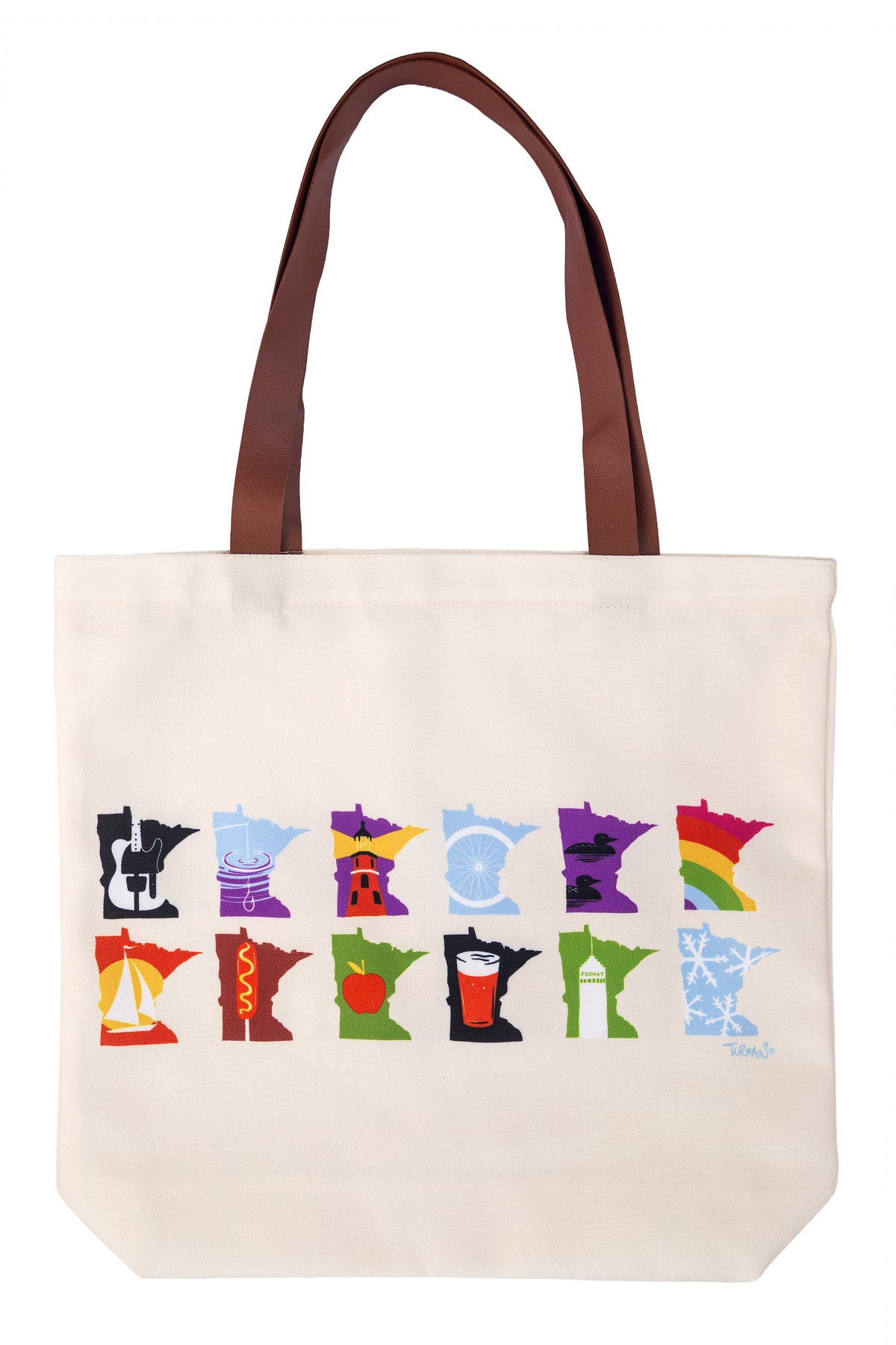 Minnesota Months Natural Tote Bag 16" x 14"