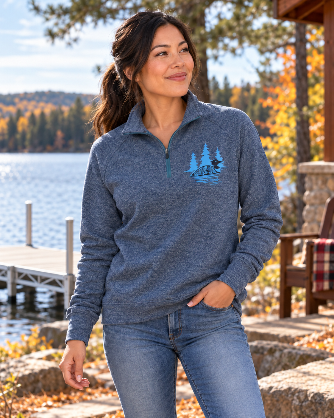 Midnight Loon Heather Blue Super Soft Athleisure Quarter Zip Sweatshirt